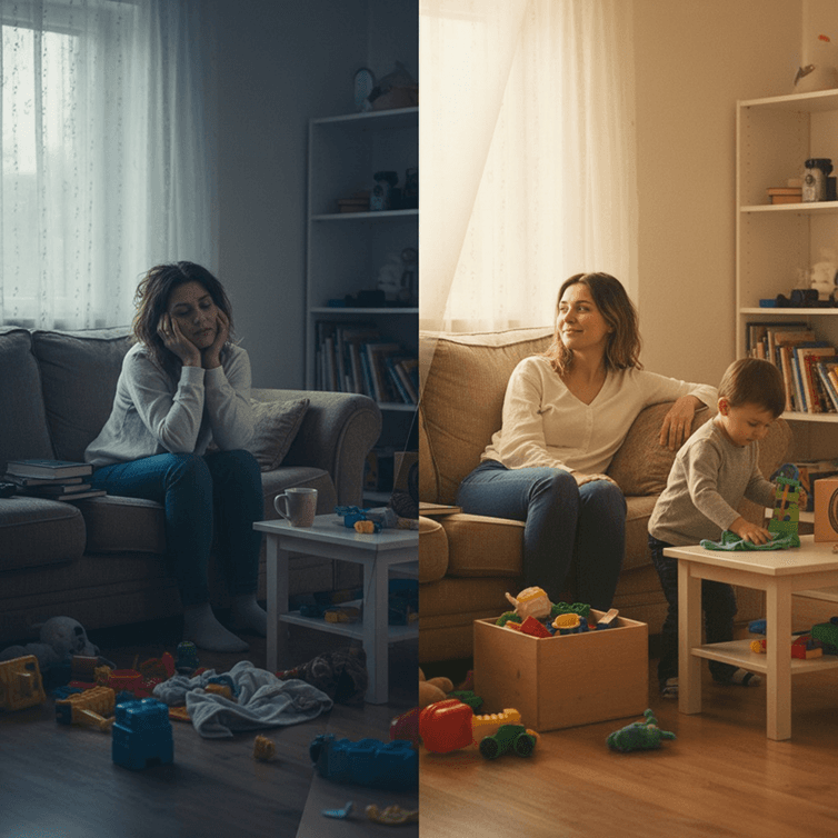 Mother and son doing dishes together